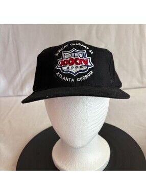 Vintage Super Bowl XXXIV 2000 Atlanta Georgia Logo 7 Snapback Hat Cap Black